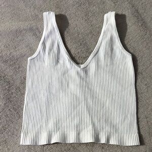 Elegant White Ribbed Tank Top